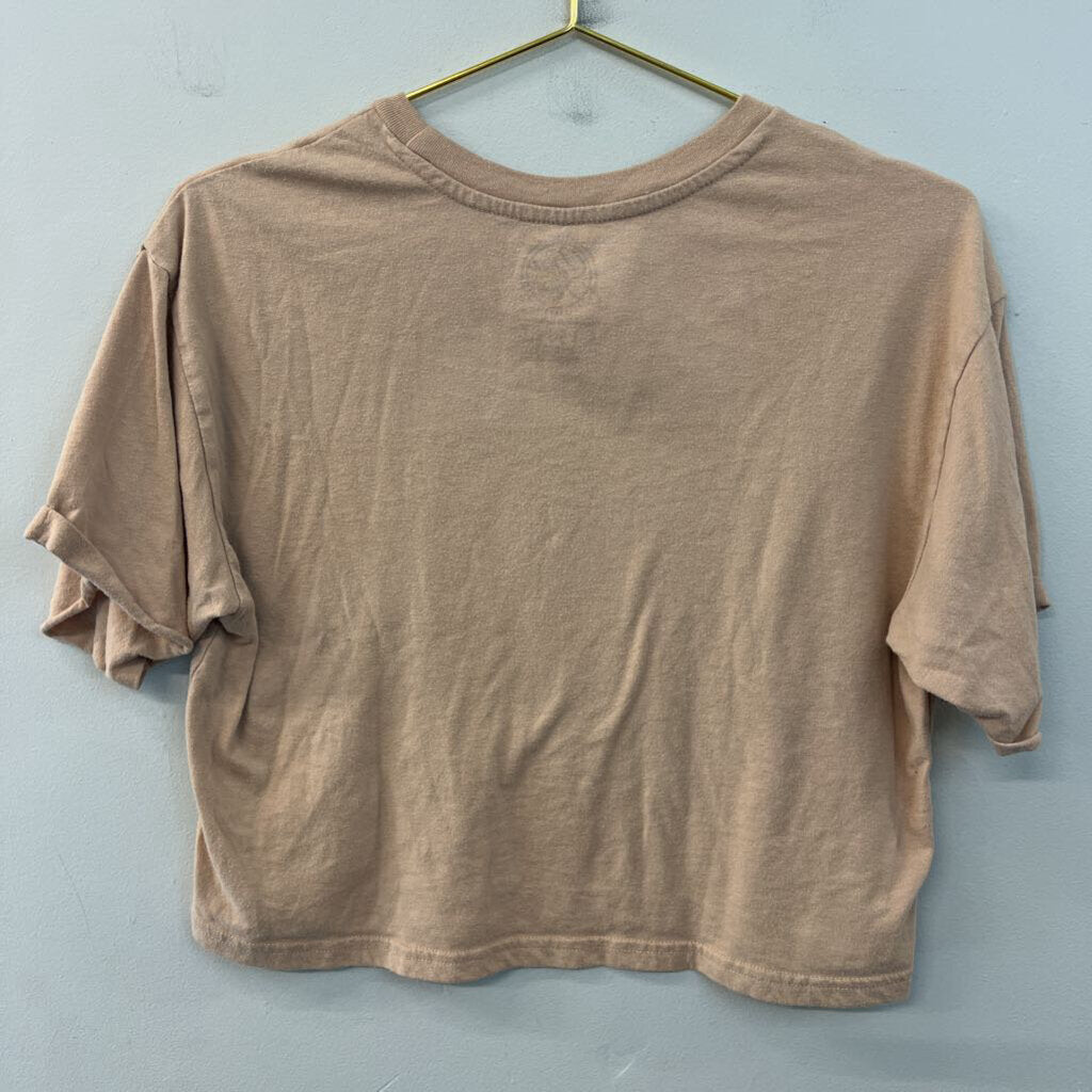 Selena Brown Cropped Short Sleeve Graphic Tee Medium