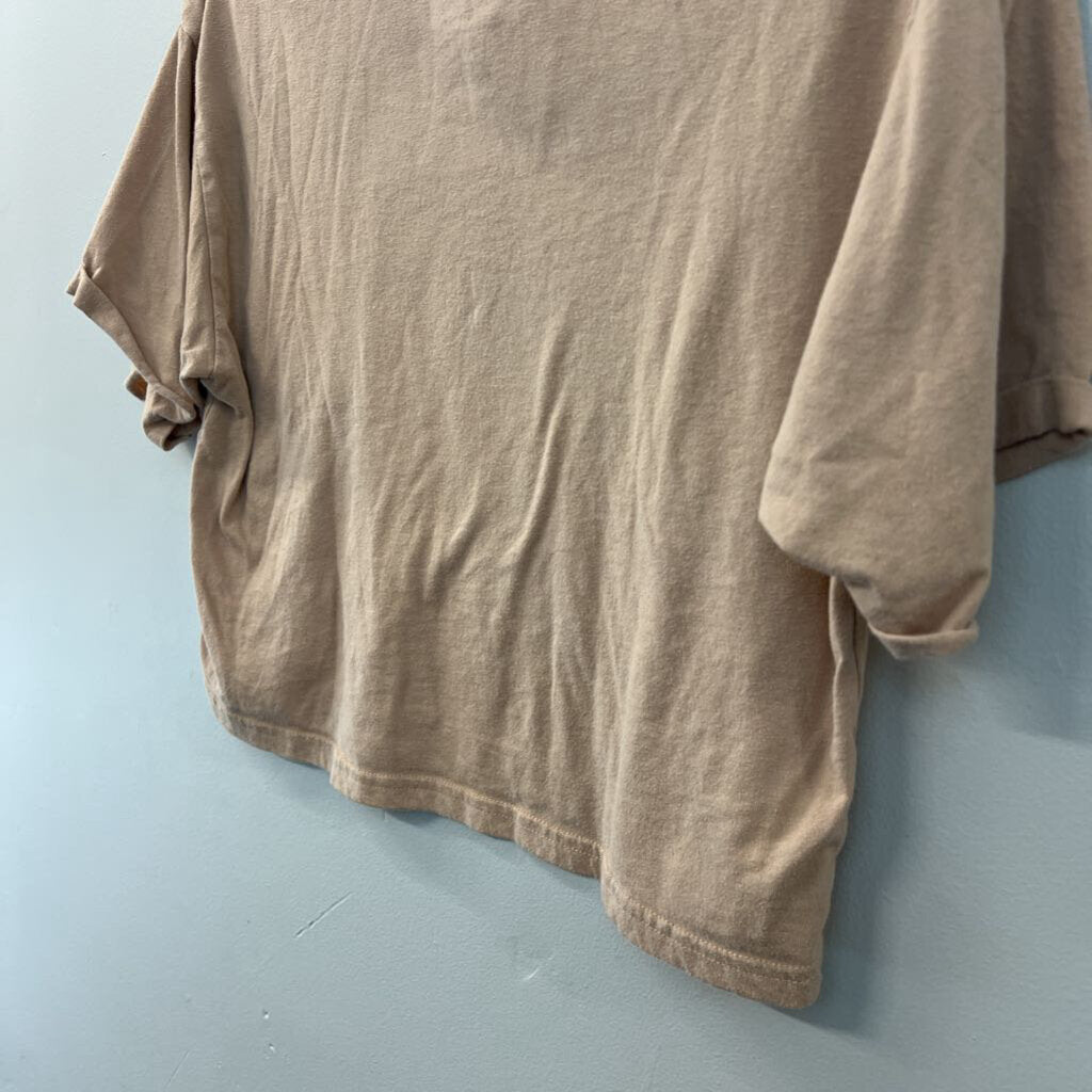 Selena Brown Cropped Short Sleeve Graphic Tee Medium