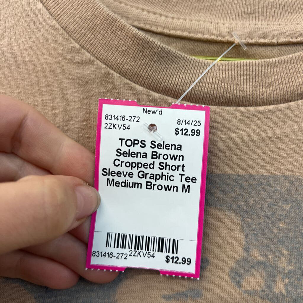 Selena Brown Cropped Short Sleeve Graphic Tee Medium