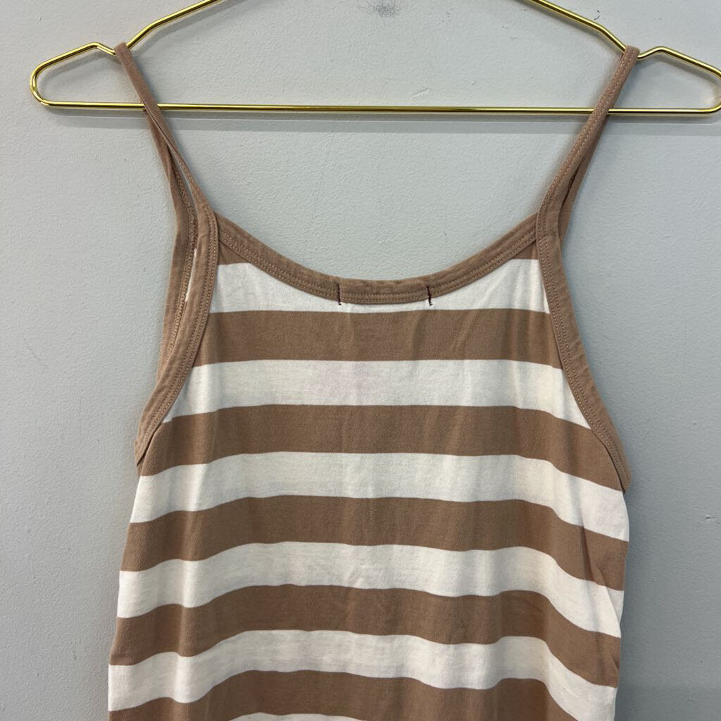 AMO Brown/ White Striped Tank Top Small