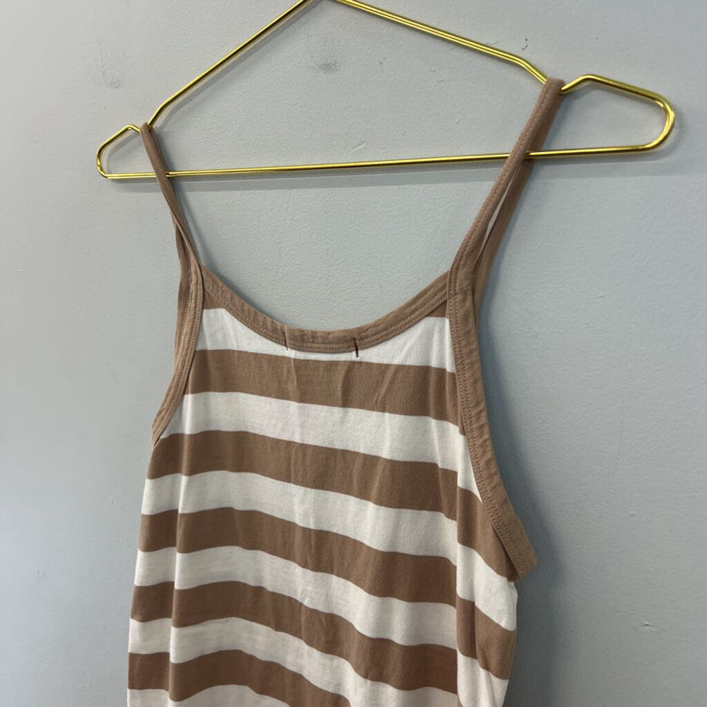 AMO Brown/ White Striped Tank Top Small