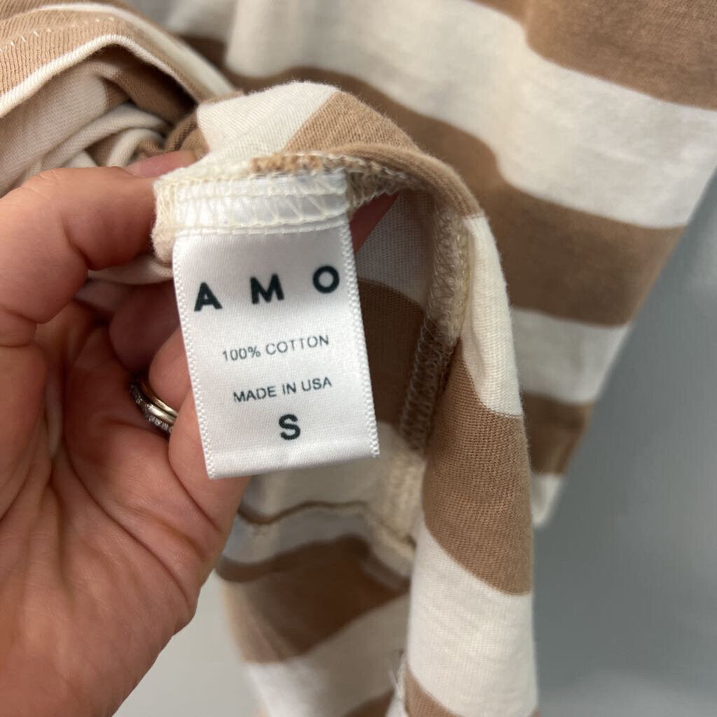 AMO Brown/ White Striped Tank Top Small