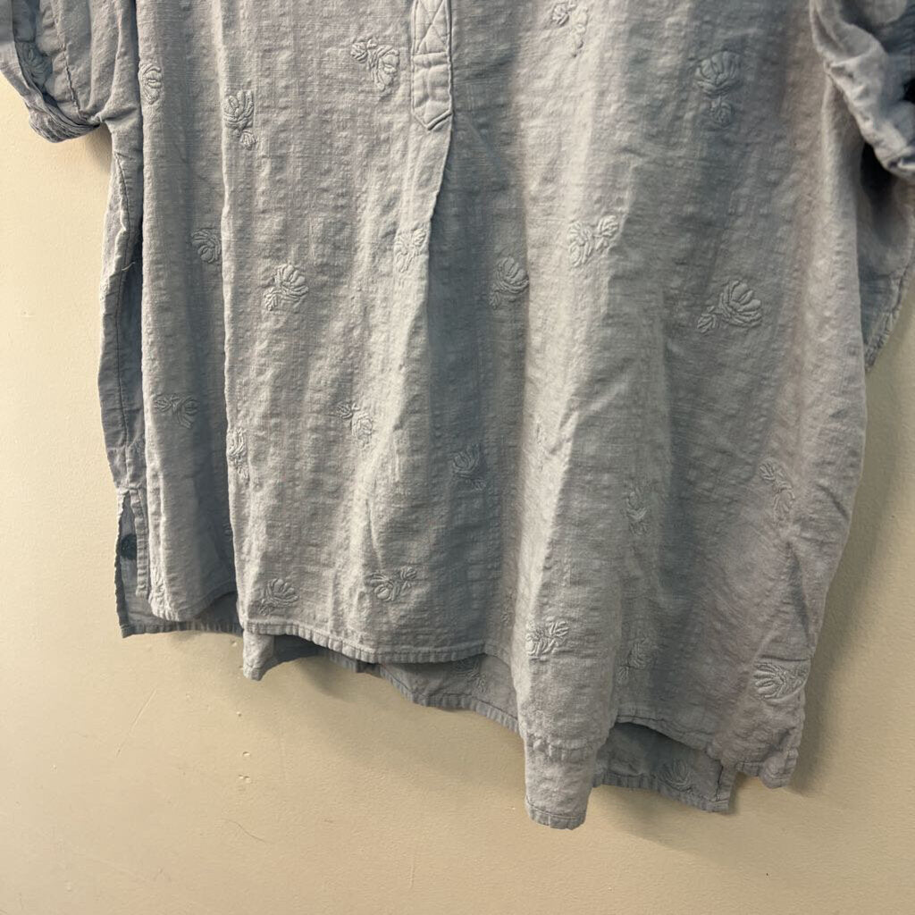 Madewell Blue Embroidered Short Sleeve Top Large