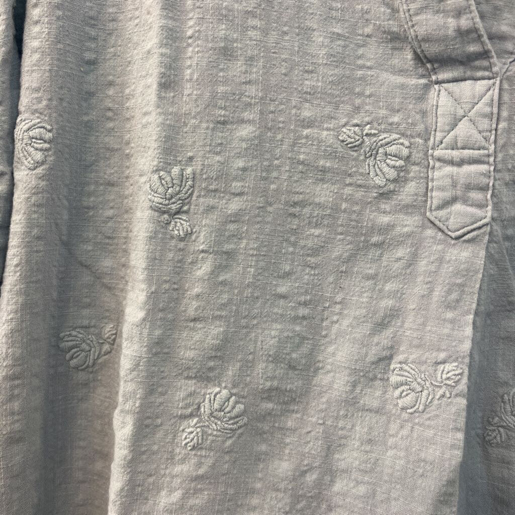Madewell Blue Embroidered Short Sleeve Top Large