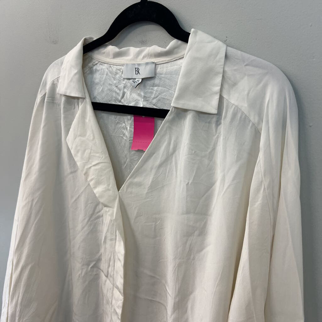 BR Cream Silky Long Sleeve Button Down Top Extra Large