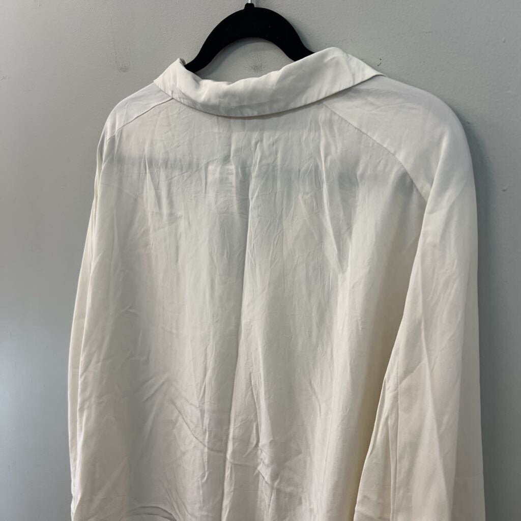 BR Cream Silky Long Sleeve Button Down Top Extra Large