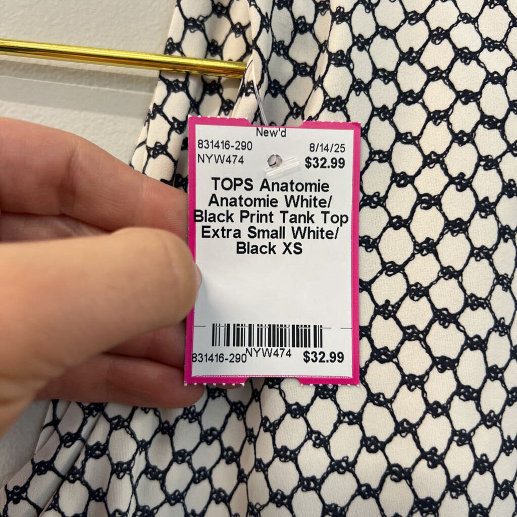 Anatomie White/ Black Print Tank Top Extra Small