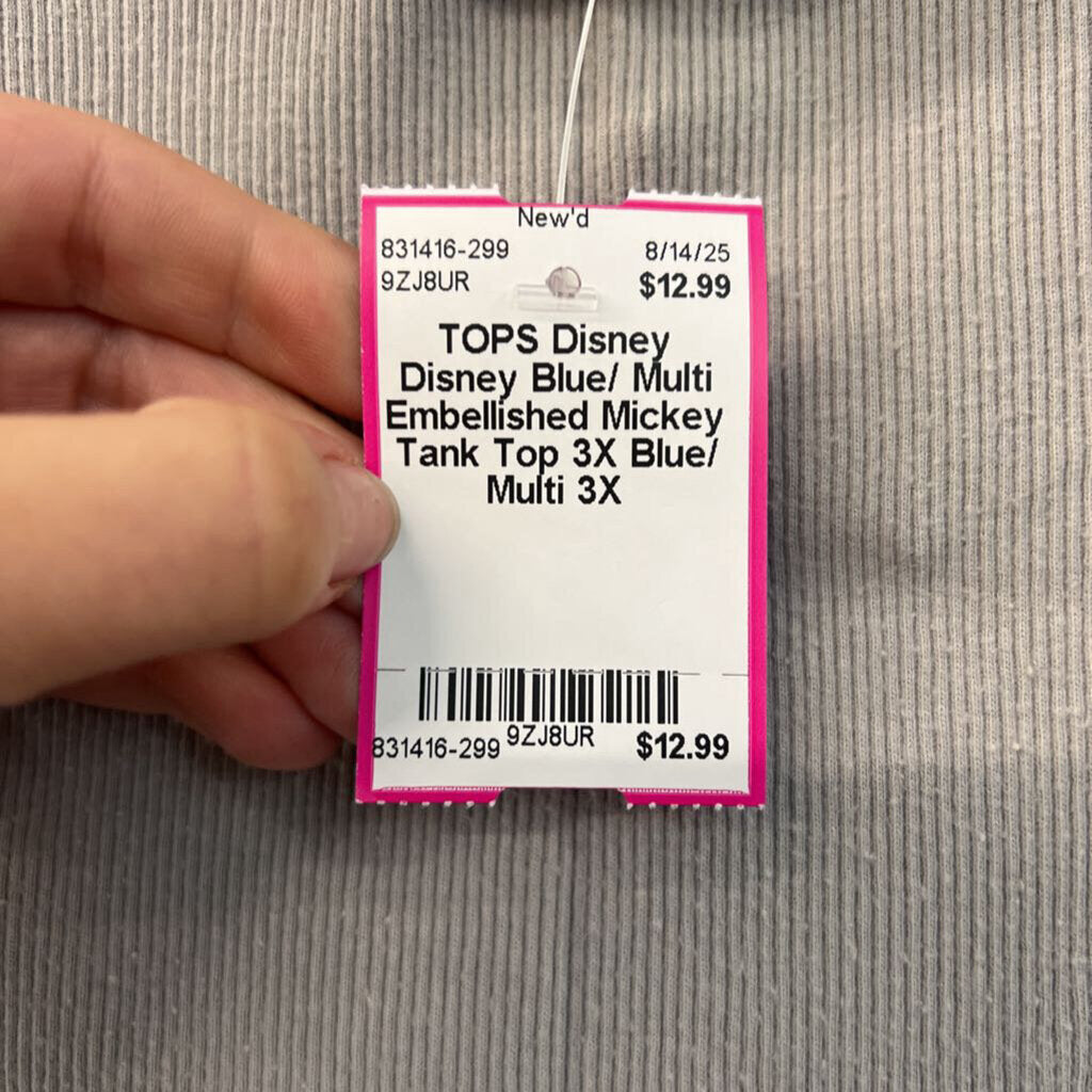 Disney Blue/ Multi Embellished Mickey Tank Top 3X