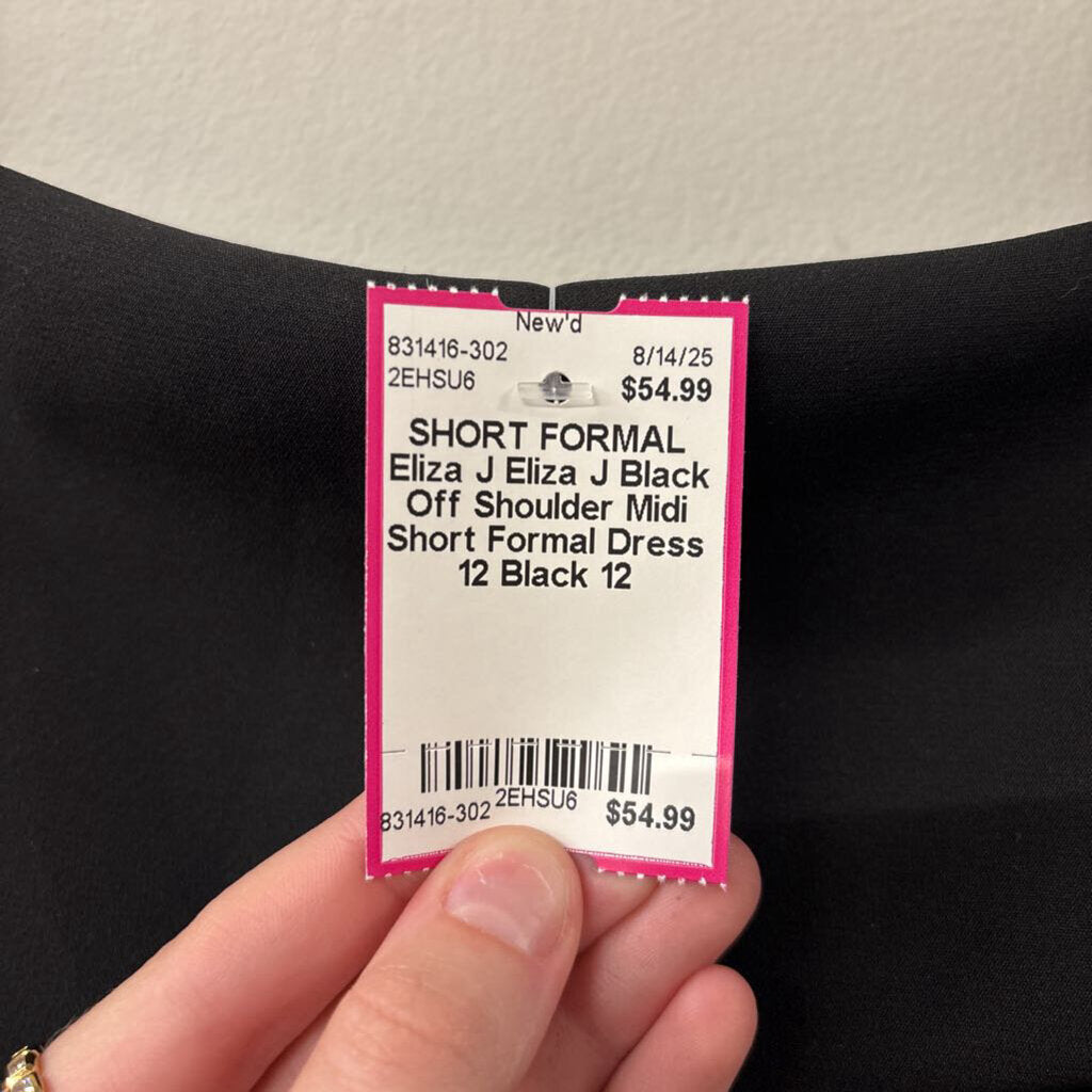 Eliza J Black Off Shoulder Midi Short Formal Dress 12