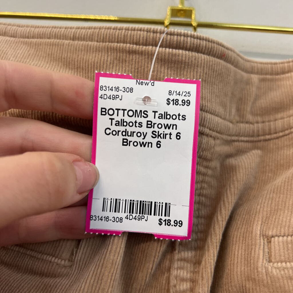 Talbots Brown Corduroy Skirt 6