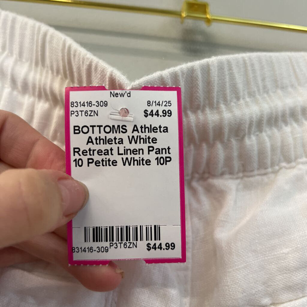Athleta White Retreat Linen Pant 10 Petite