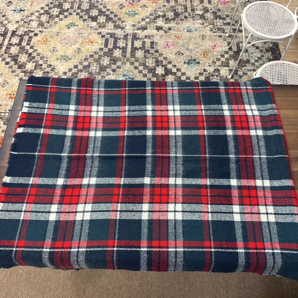 Green/ Red/ Navy Plaid Scarf Wrap