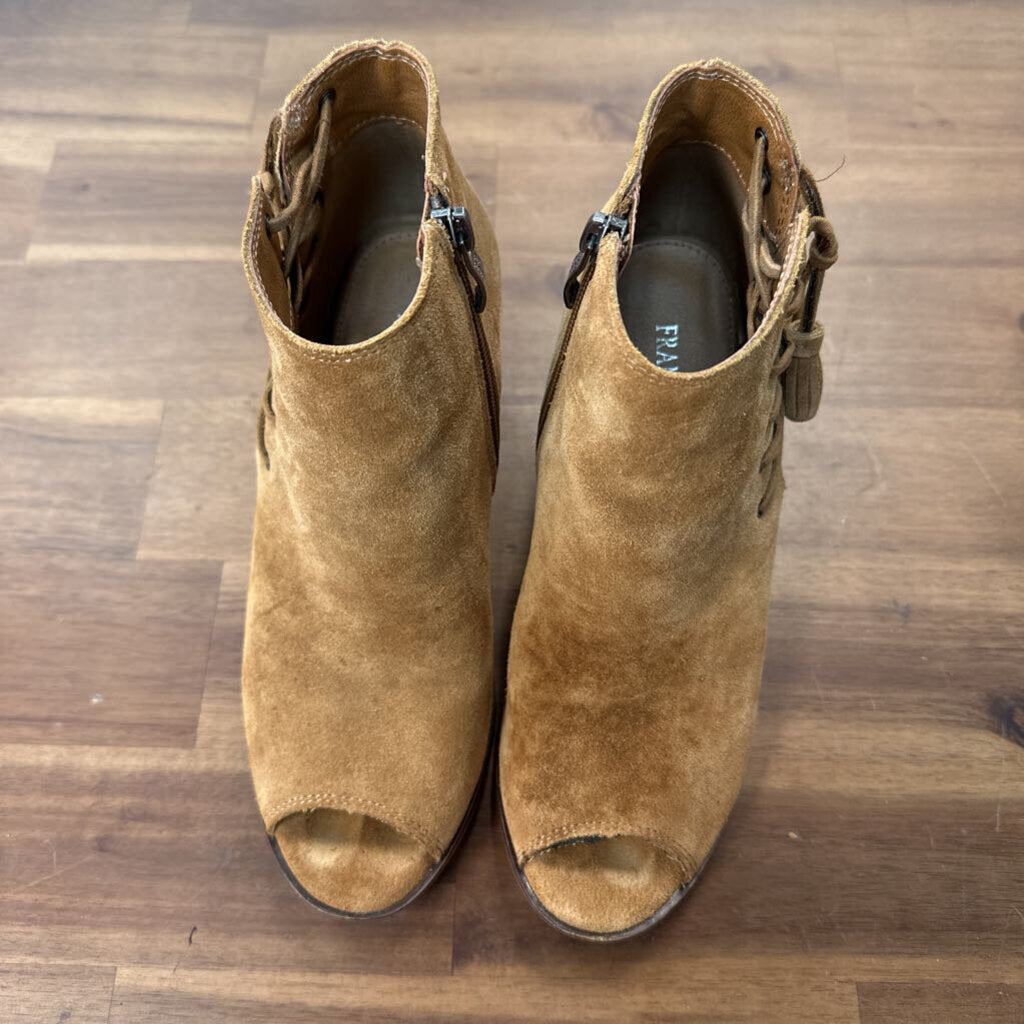 Franco Fortini Brown Suede Open Toe Booties 6