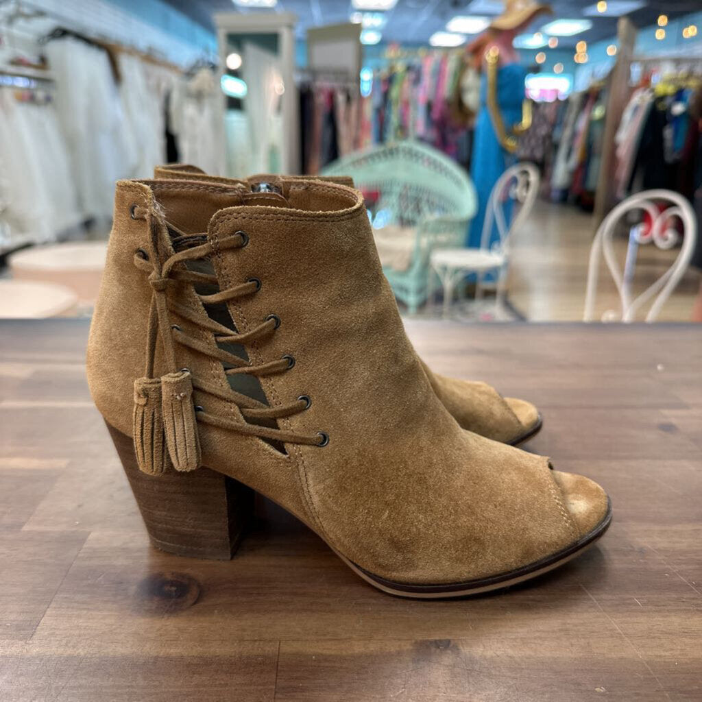 Franco Fortini Brown Suede Open Toe Booties 6