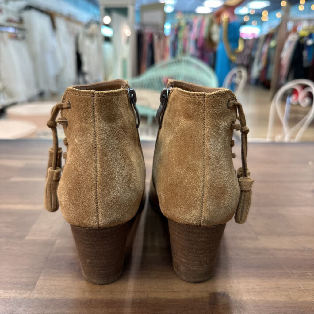 Franco Fortini Brown Suede Open Toe Booties 6