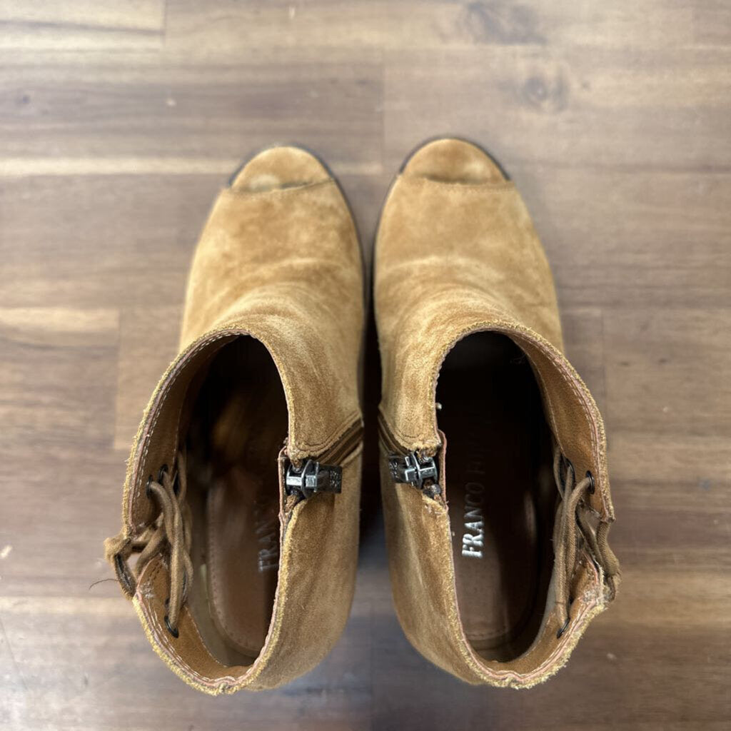 Franco Fortini Brown Suede Open Toe Booties 6