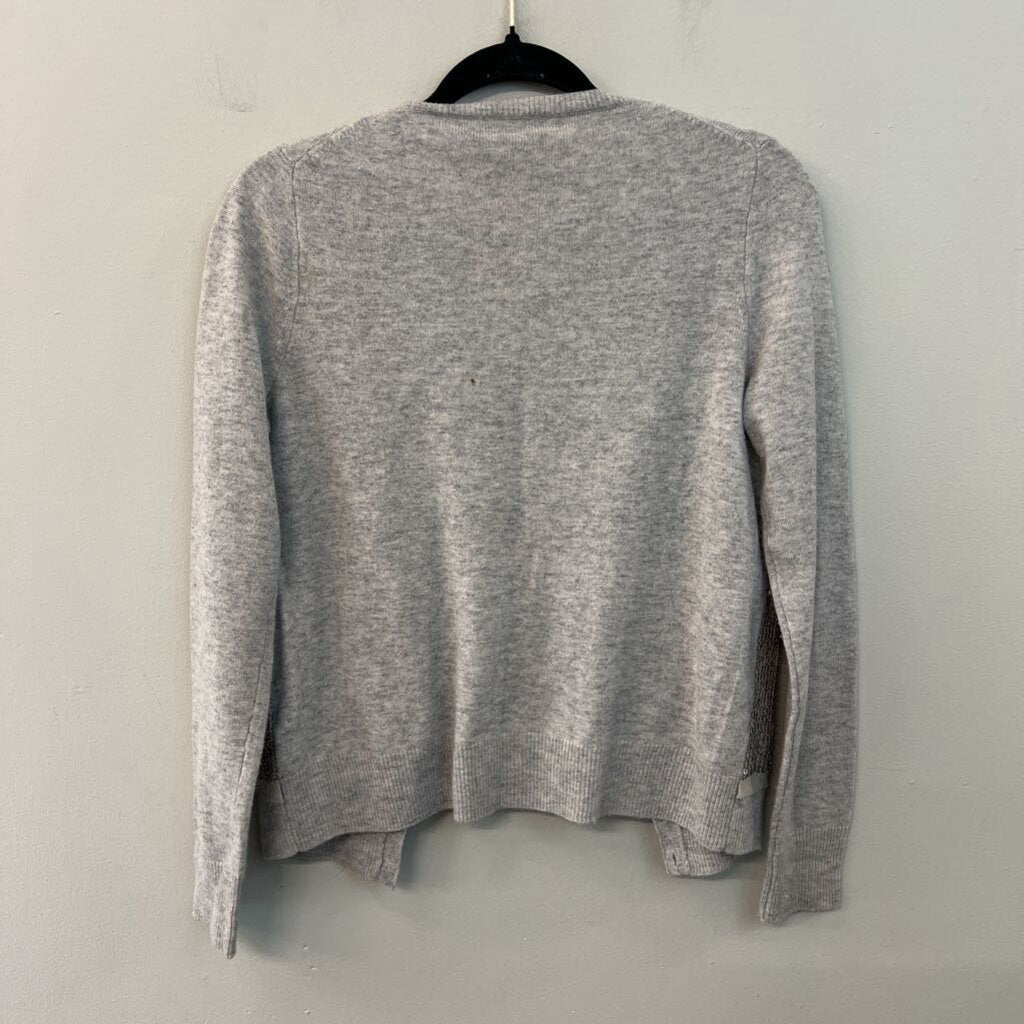 J Crew Grey/ Silver Sequin Long Sleeve Cardigan Sweater Small