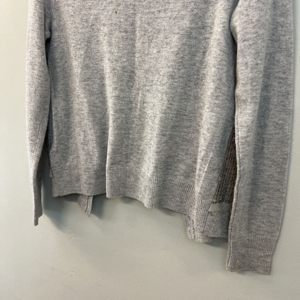 J Crew Grey/ Silver Sequin Long Sleeve Cardigan Sweater Small