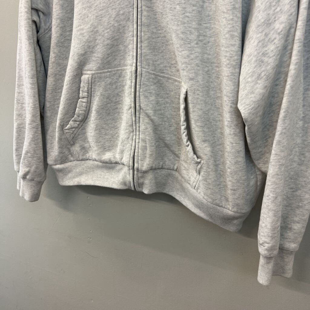 Hollister Grey Fleece Lined Zip Up Hoodie Large