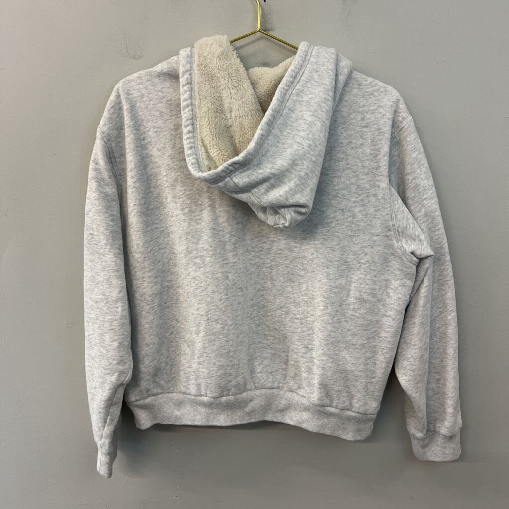 Hollister Grey Fleece Lined Zip Up Hoodie Large