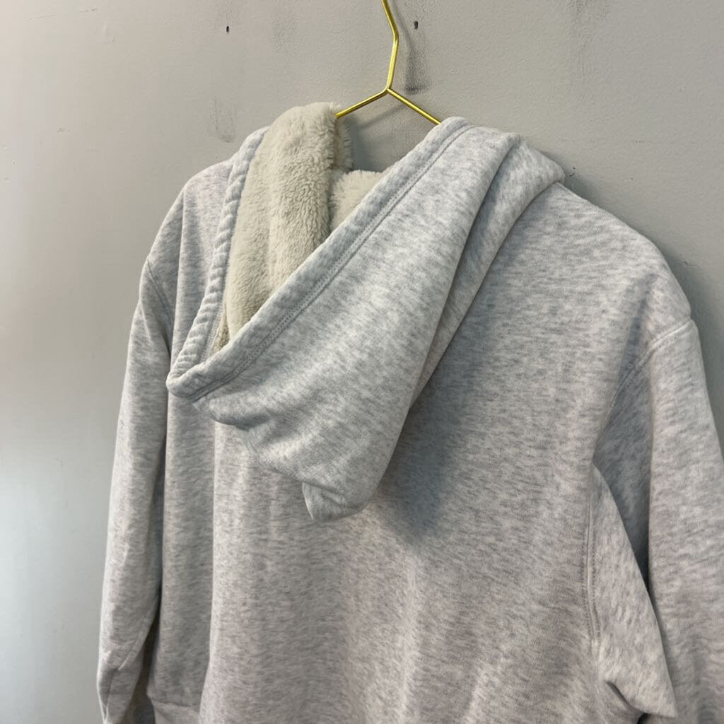 Hollister Grey Fleece Lined Zip Up Hoodie Large