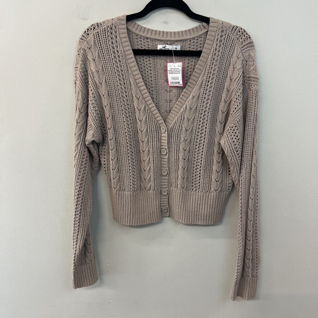 Hollister Brown Knit Cardigan Sweater Medium