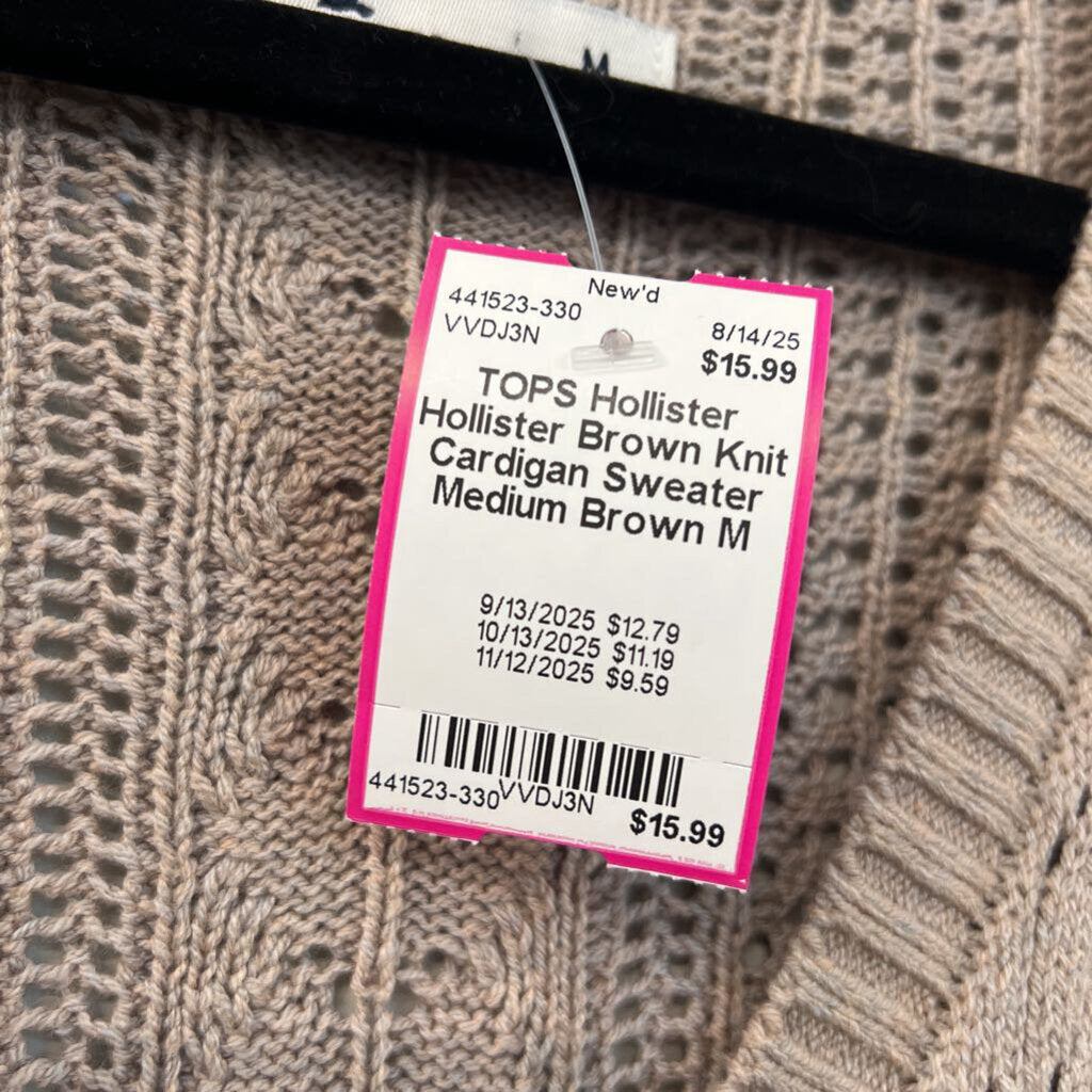 Hollister Brown Knit Cardigan Sweater Medium