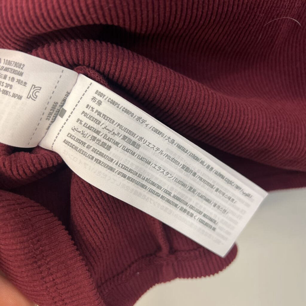 Hollister Burgundy Ribbed Long Sleeve Henley Top Medium