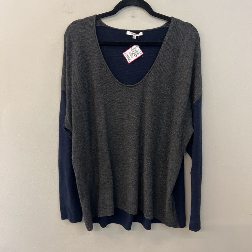 Madewell Grey/ Navy Knit Long Sleeve Sweater Top XXL