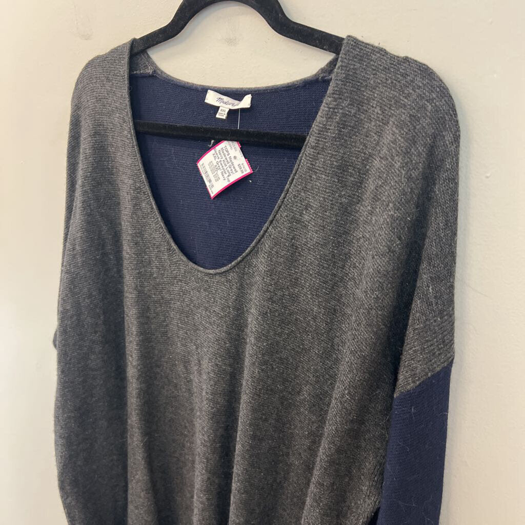Madewell Grey/ Navy Knit Long Sleeve Sweater Top XXL