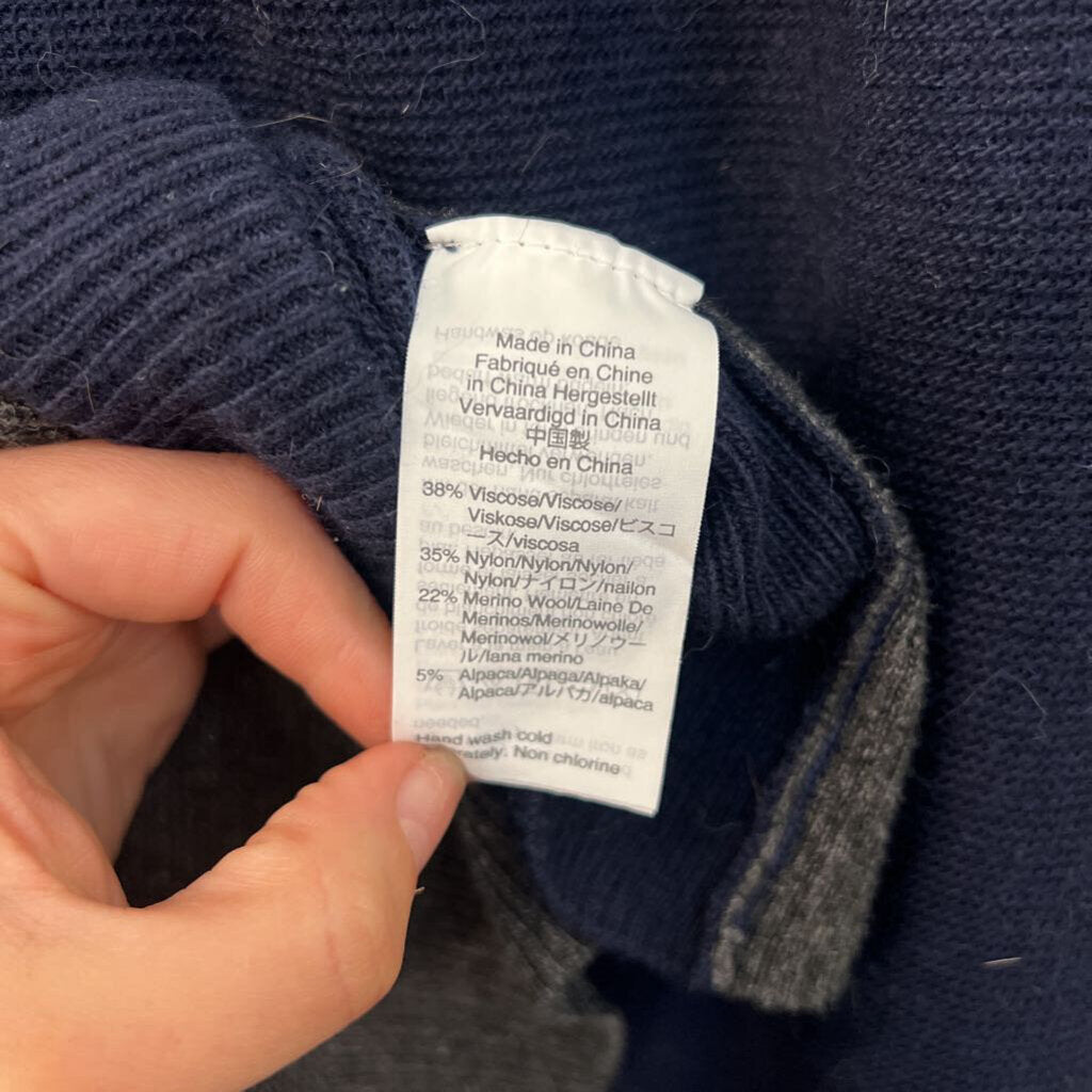 Madewell Grey/ Navy Knit Long Sleeve Sweater Top XXL