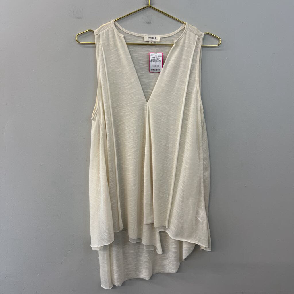 Umgee Cream V Neck Flowy Tank Top Medium