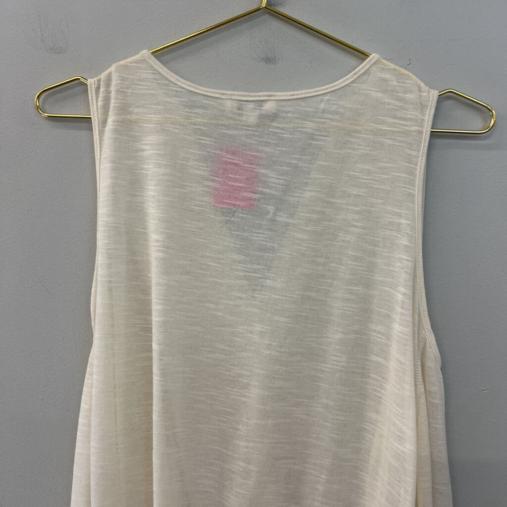 Umgee Cream V Neck Flowy Tank Top Medium