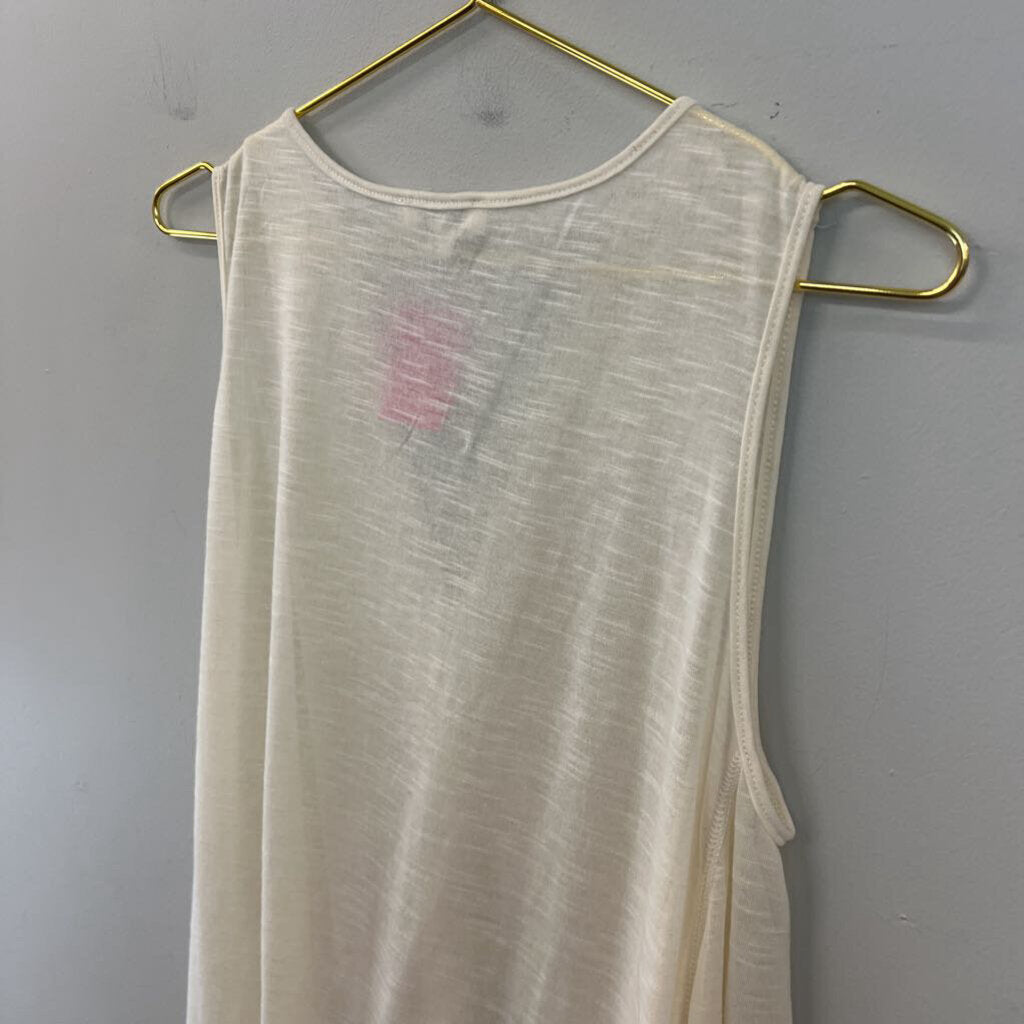 Umgee Cream V Neck Flowy Tank Top Medium