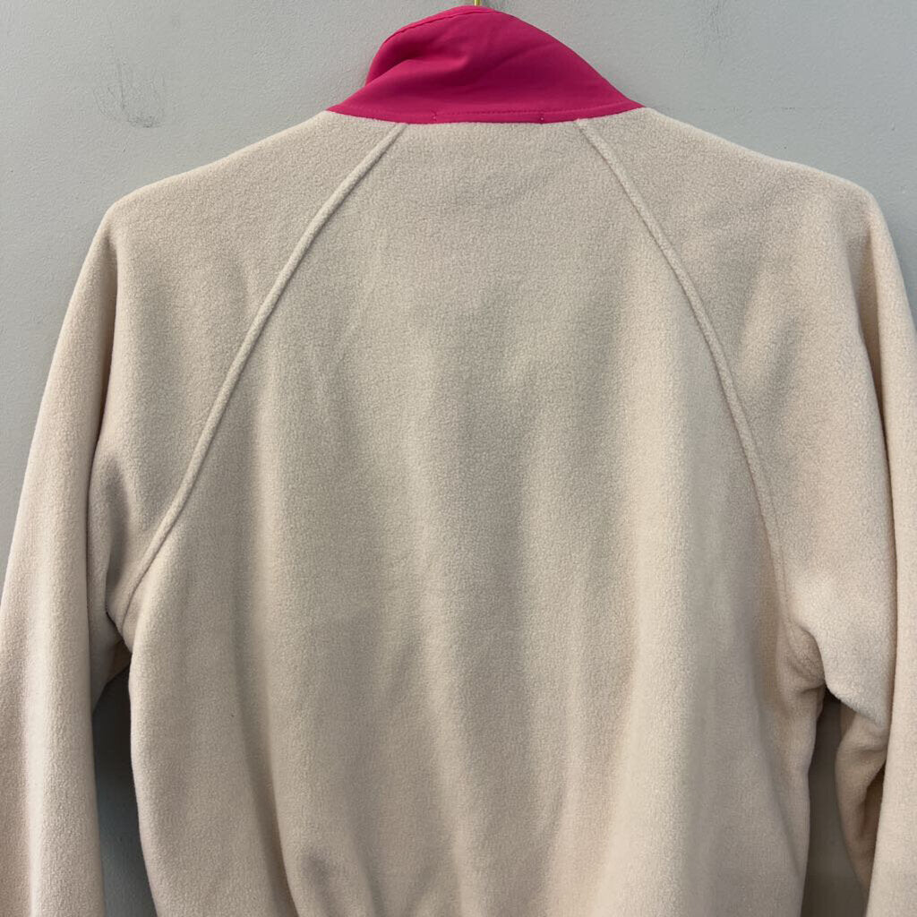 Hippie Rose Cream/ Pink Trim Fleece Pullover Small