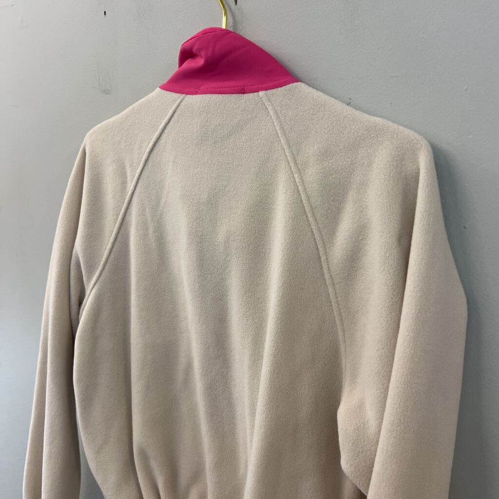 Hippie Rose Cream/ Pink Trim Fleece Pullover Small