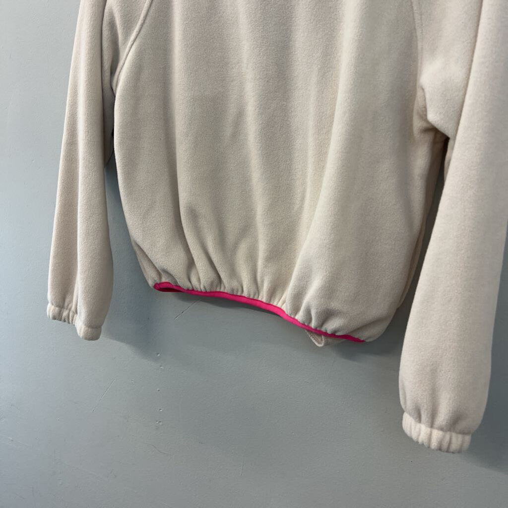 Hippie Rose Cream/ Pink Trim Fleece Pullover Small