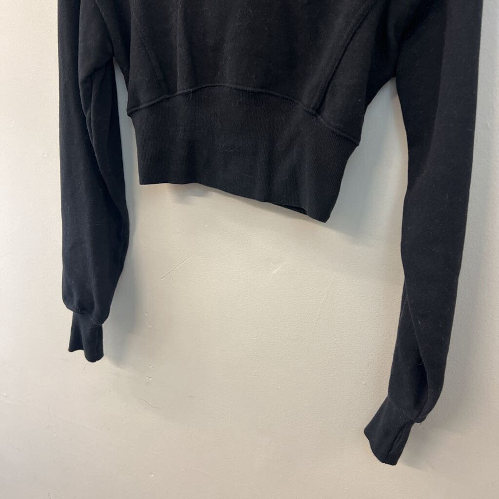 Offline by Aerie Black Cropped Hoodie Extra Small