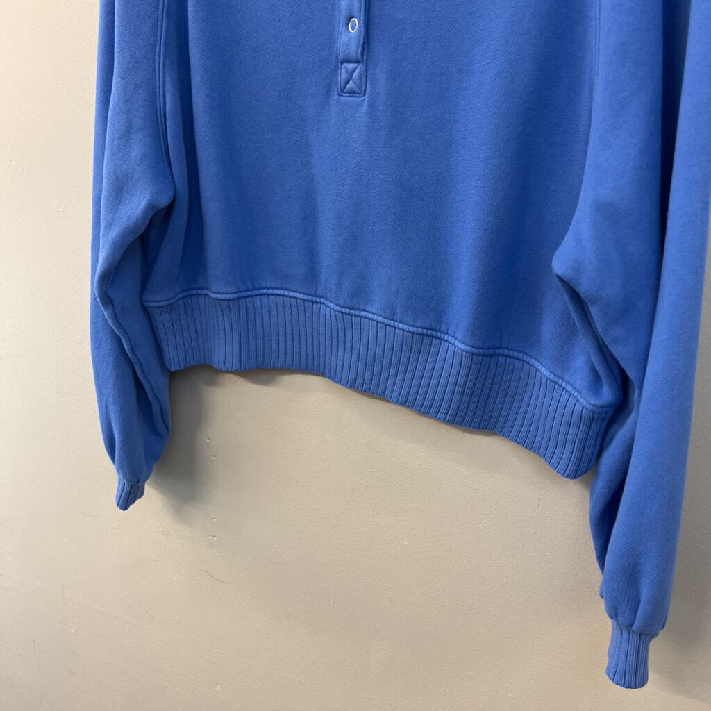 Aerie Blue Long Sleeve Henley Pullover Extra Small