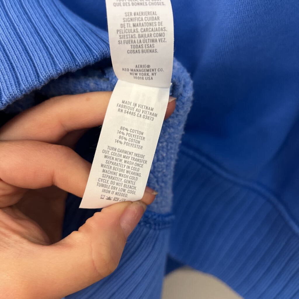 Aerie Blue Long Sleeve Henley Pullover Extra Small