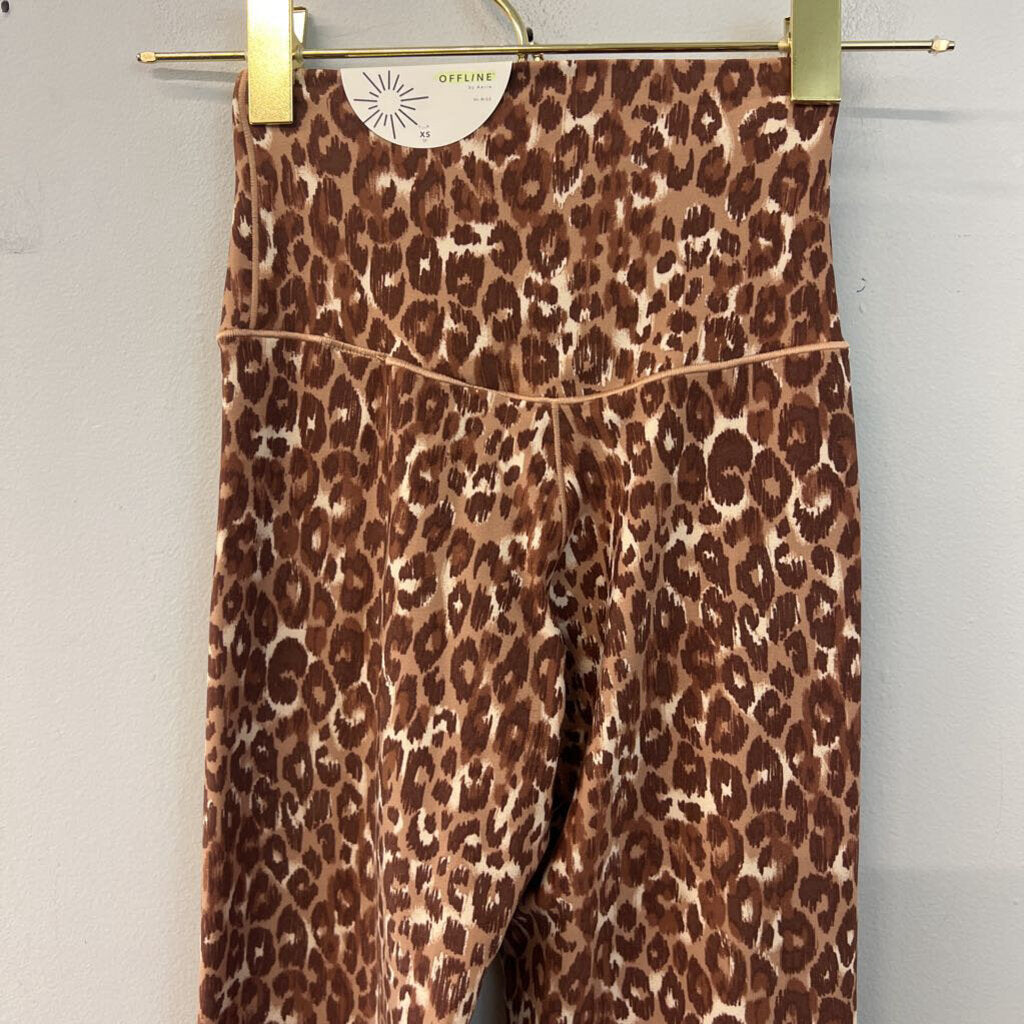 Offline by Aerie Brown Leopard Print Leggings Extra Small