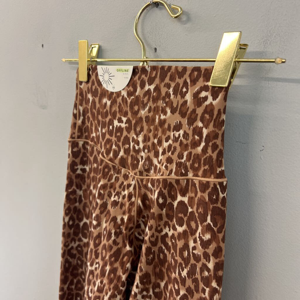 Offline by Aerie Brown Leopard Print Leggings Extra Small