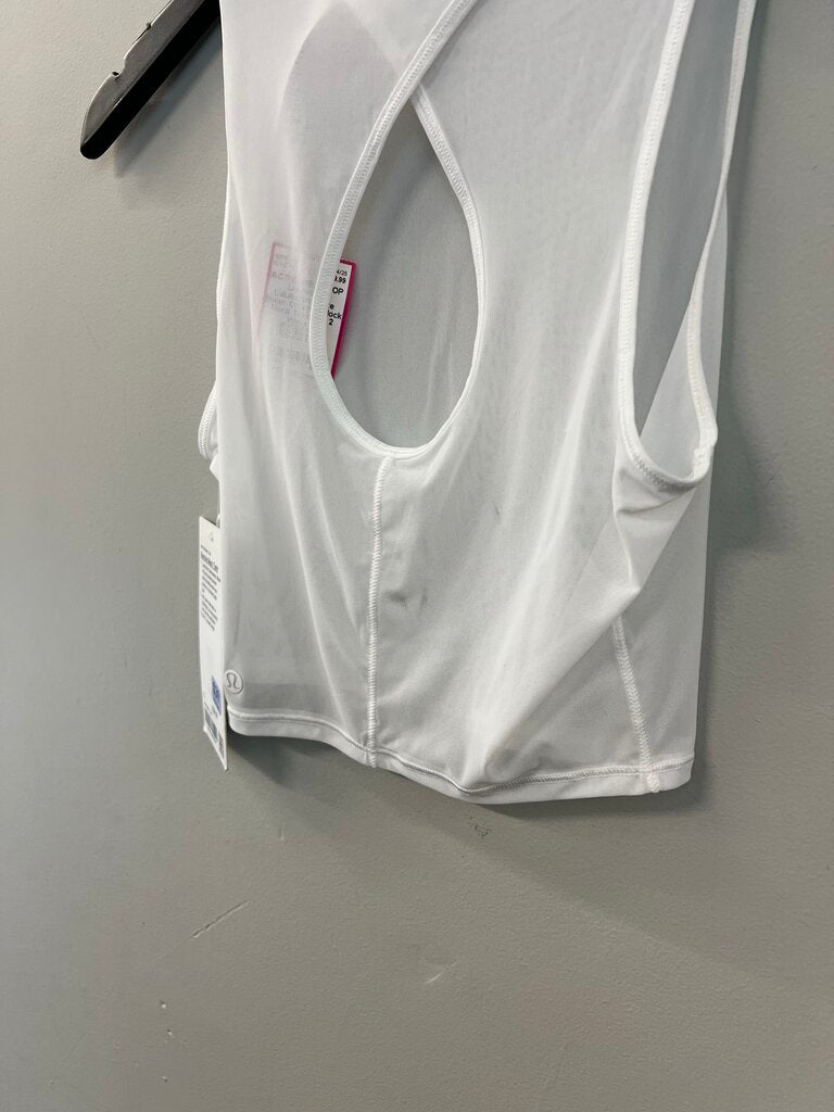 Lululemon White Sheer Cropped Mock Neck Tank Top 2