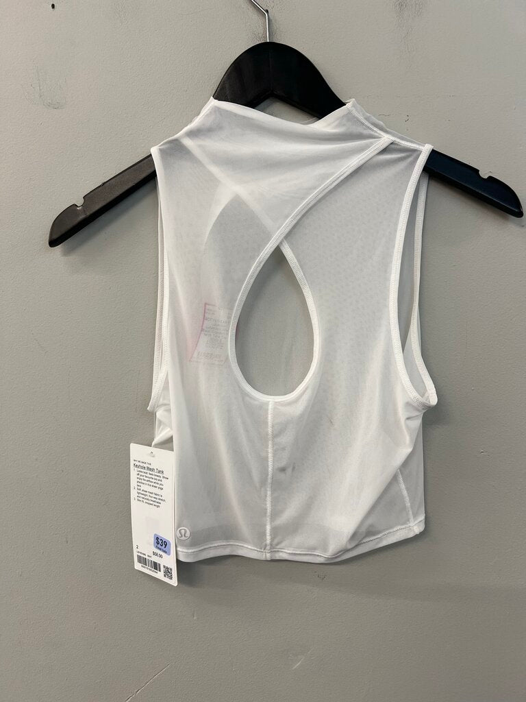 Lululemon White Sheer Cropped Mock Neck Tank Top 2