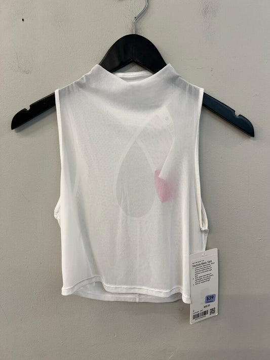 Lululemon White Sheer Cropped Mock Neck Tank Top 2
