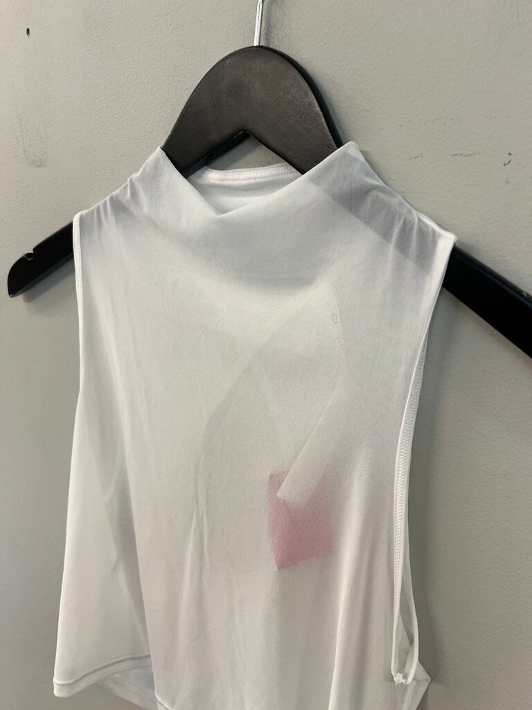Lululemon White Sheer Cropped Mock Neck Tank Top 2