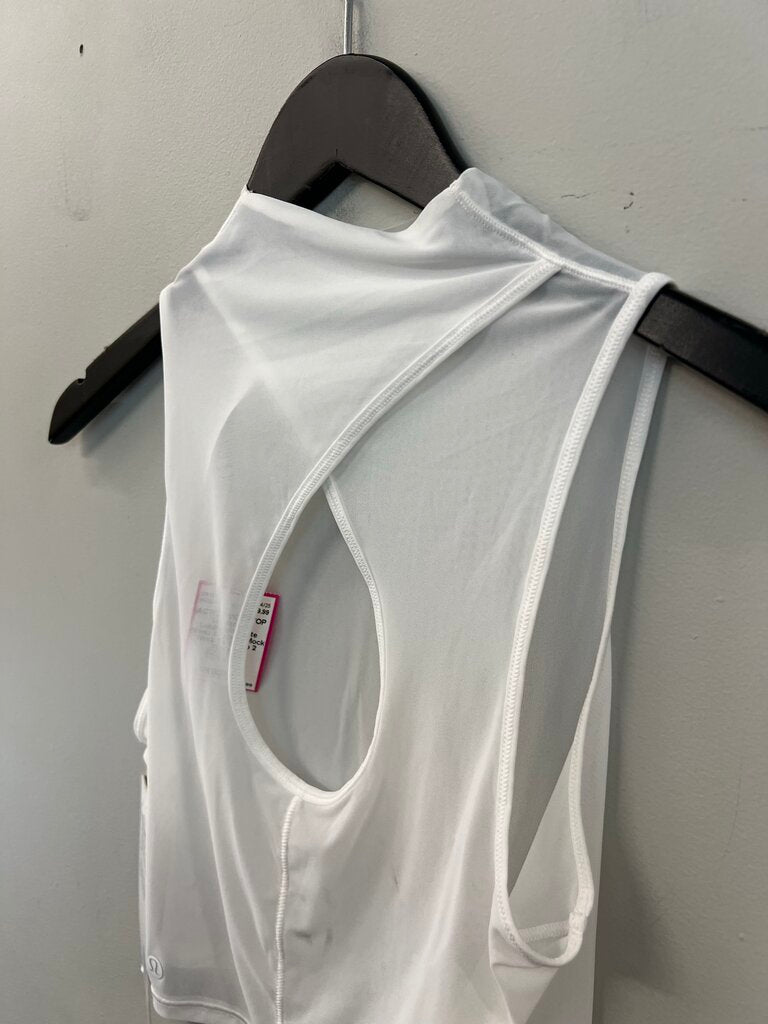Lululemon White Sheer Cropped Mock Neck Tank Top 2