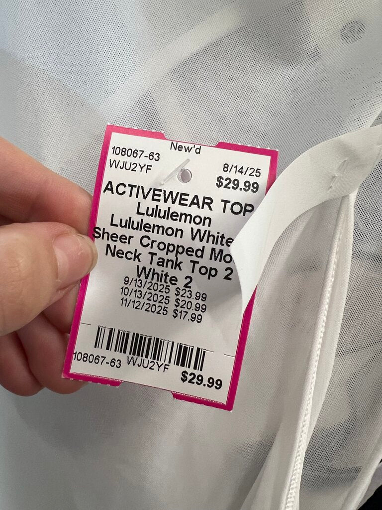 Lululemon White Sheer Cropped Mock Neck Tank Top 2