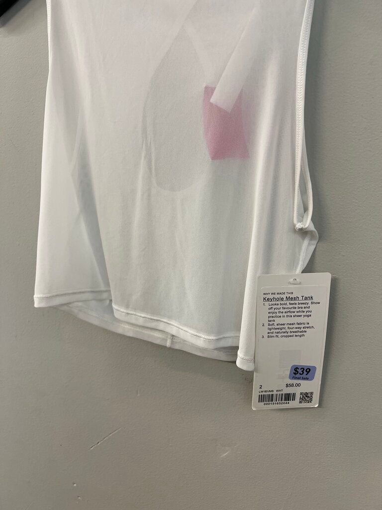 Lululemon White Sheer Cropped Mock Neck Tank Top 2