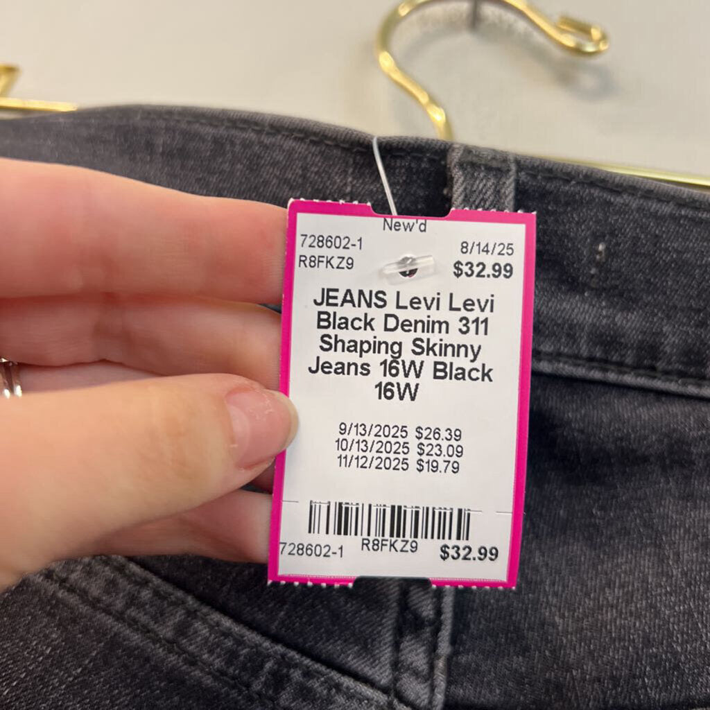 Levi Black Denim 311 Shaping Skinny Jeans 16W